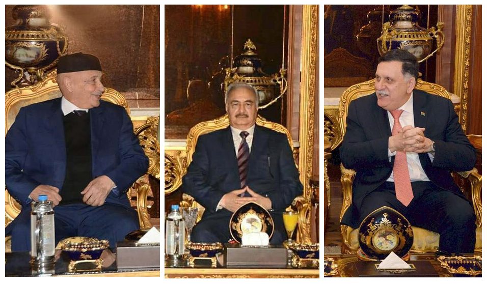 برعاية مصرية السراج وحفتر وصالح يتفقون على حل للأزمة الليبية